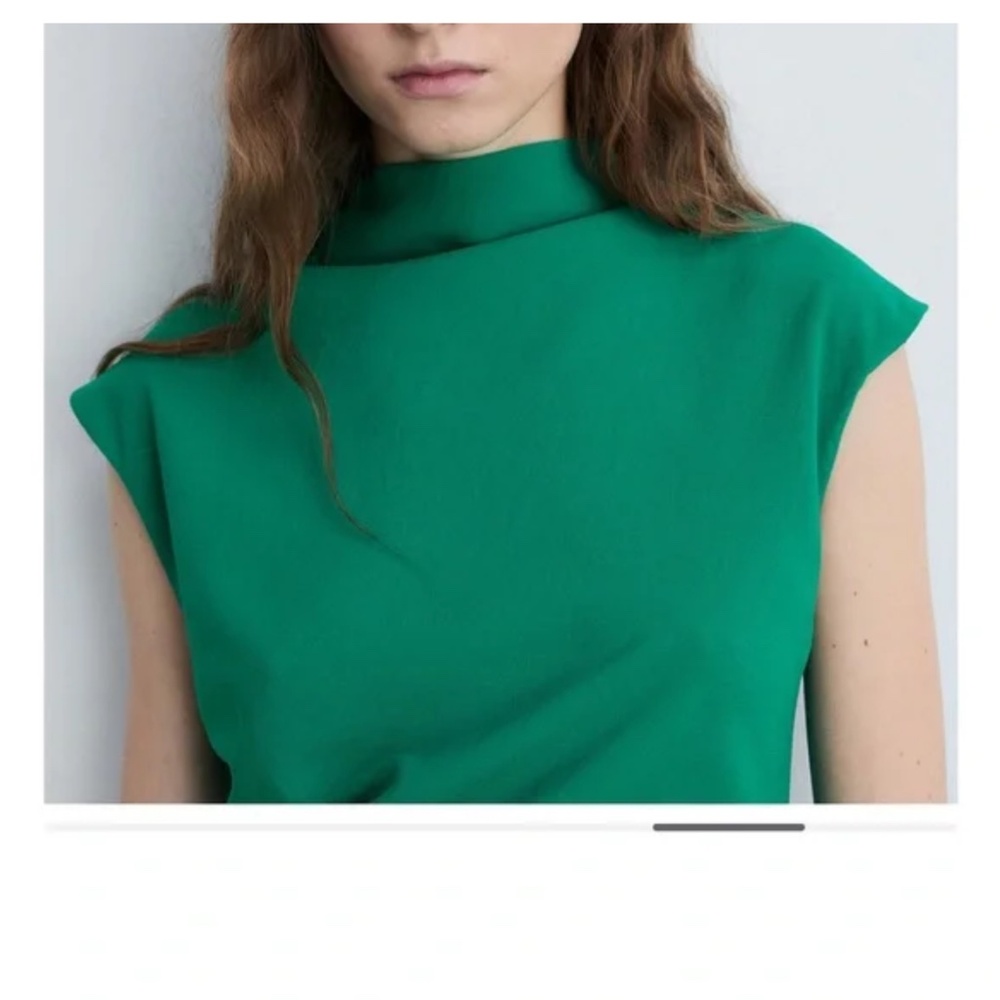 Mango Green Sheath Midi Dress with Mock Neck - Picture 4 of 4